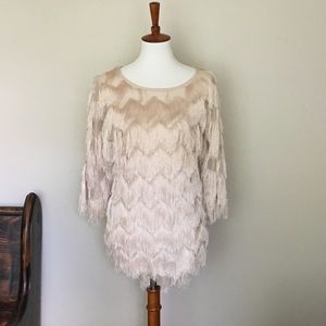 🎉 J.O.A. Los Angeles Long Sleeve Fringe Top XS